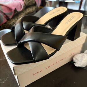 Soda Women's Black Heeled Sandals